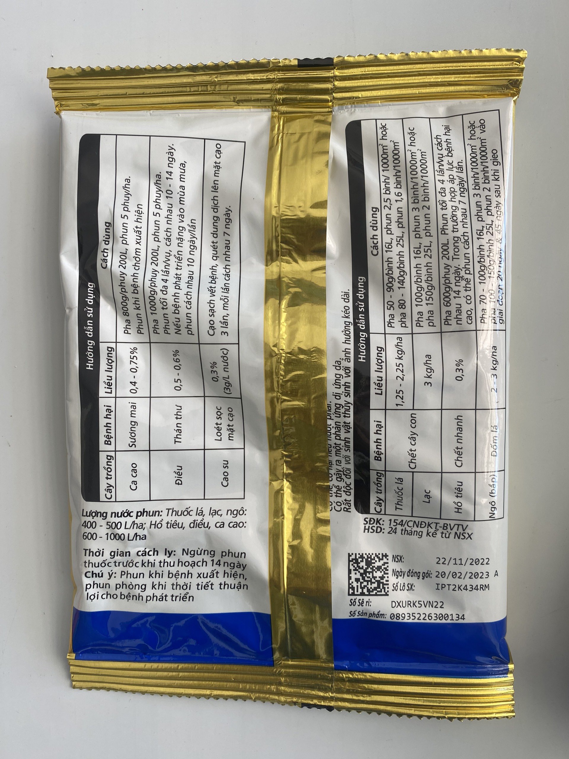 Ridomil Gold 68WG | Phòng trừ, diệt nấm bệnh trên cây trồng | Gói 1kg, 100g