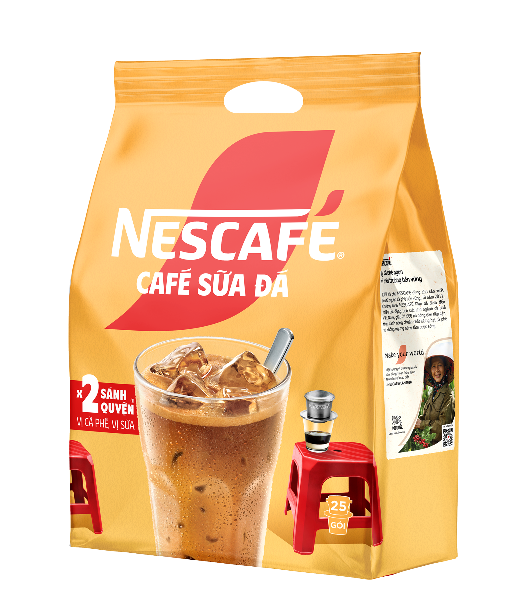 Cà phê hòa tan Nescafé 3in1 Cà Phê Sữa Đá 600G ( Bịch 25 Gói x 24g )