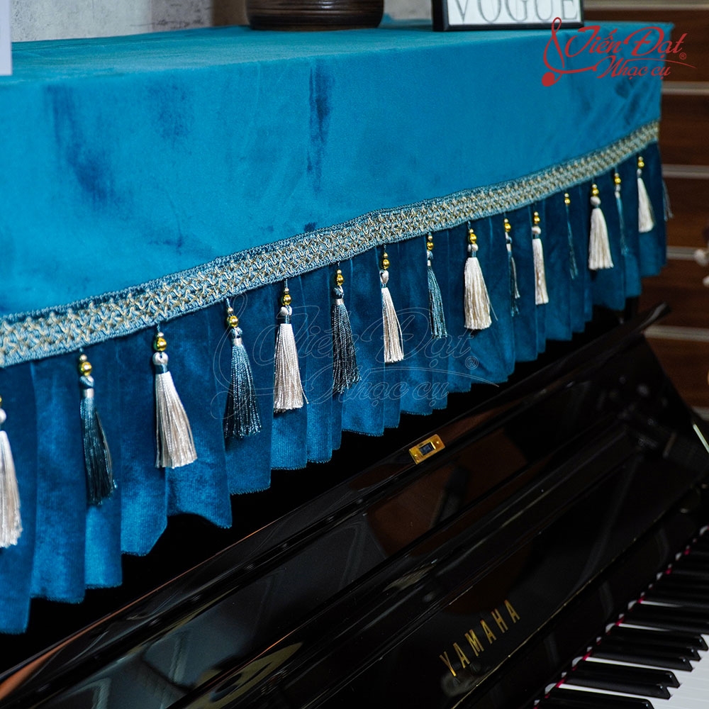 Khăn Phủ Đàn Piano Nhung Xanh Cao Cấp KU-031