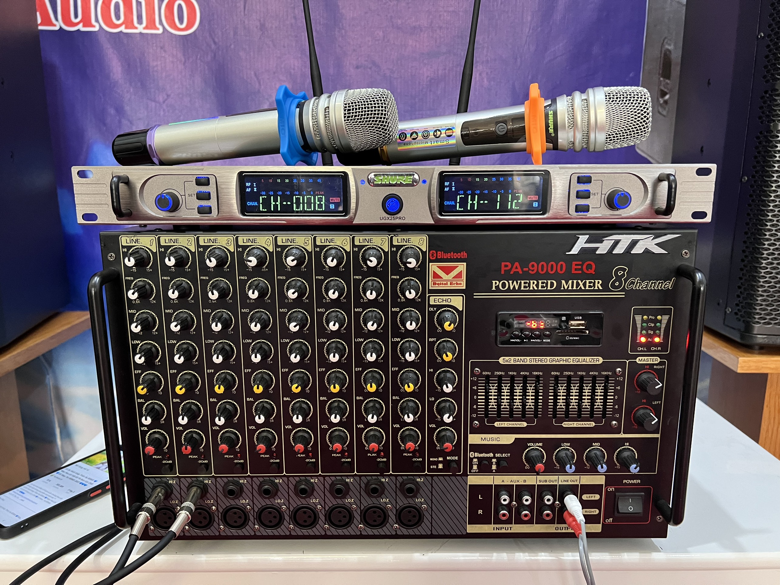 Bộ dàn 4 loa 3 tấc cao cấp karaoke và nghe nhạc HTK - 9000 EQ Hải Triều