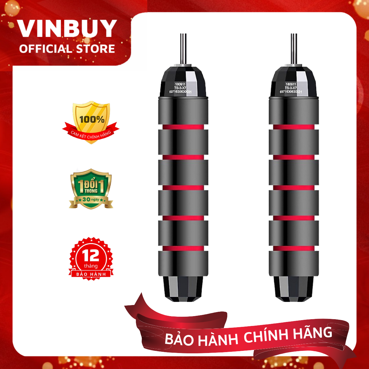 Dây Nhảy Tập Thể Dục Cao Cấp Tại Nhà Lõi Thép Độ Bền Cao, Tay Cầm Chống Trượt Hàng Chính Hãng - Đỏ