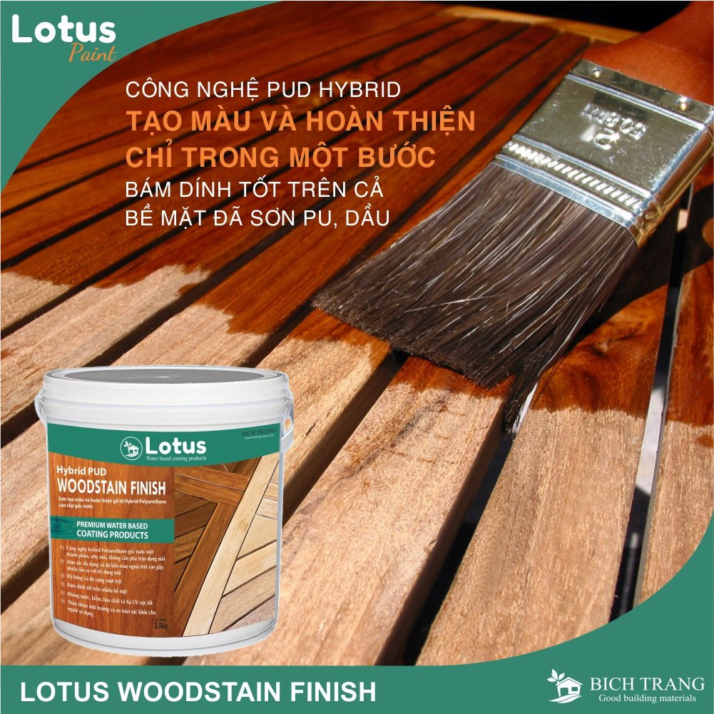 Sơn Gỗ Hoàn Thiện – không dung môi, không phai màu, an toàn, hệ nước – Lotus Woodstain finish