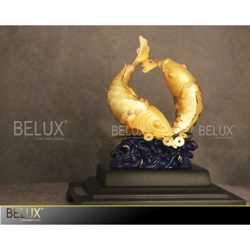 Tượng đôi cá chép dát vàng 24k - Quà tặng sếp sang trọng