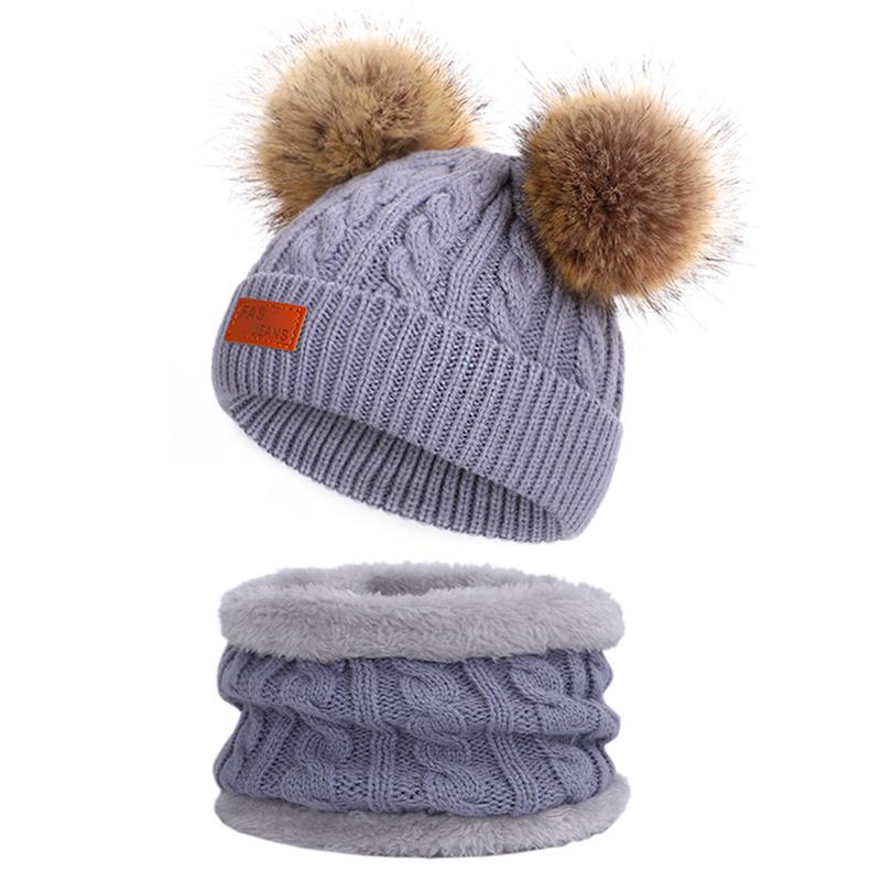 Trẻ Em Beanies Nón Cho Bé Khăn 2 Cái Bộ Mùa Đông Bé Trai/Bé Gái Dệt Kim Nón Dễ Thương Trẻ Em Khoác Màu mũ Ấm Áp Cotton Bonnet