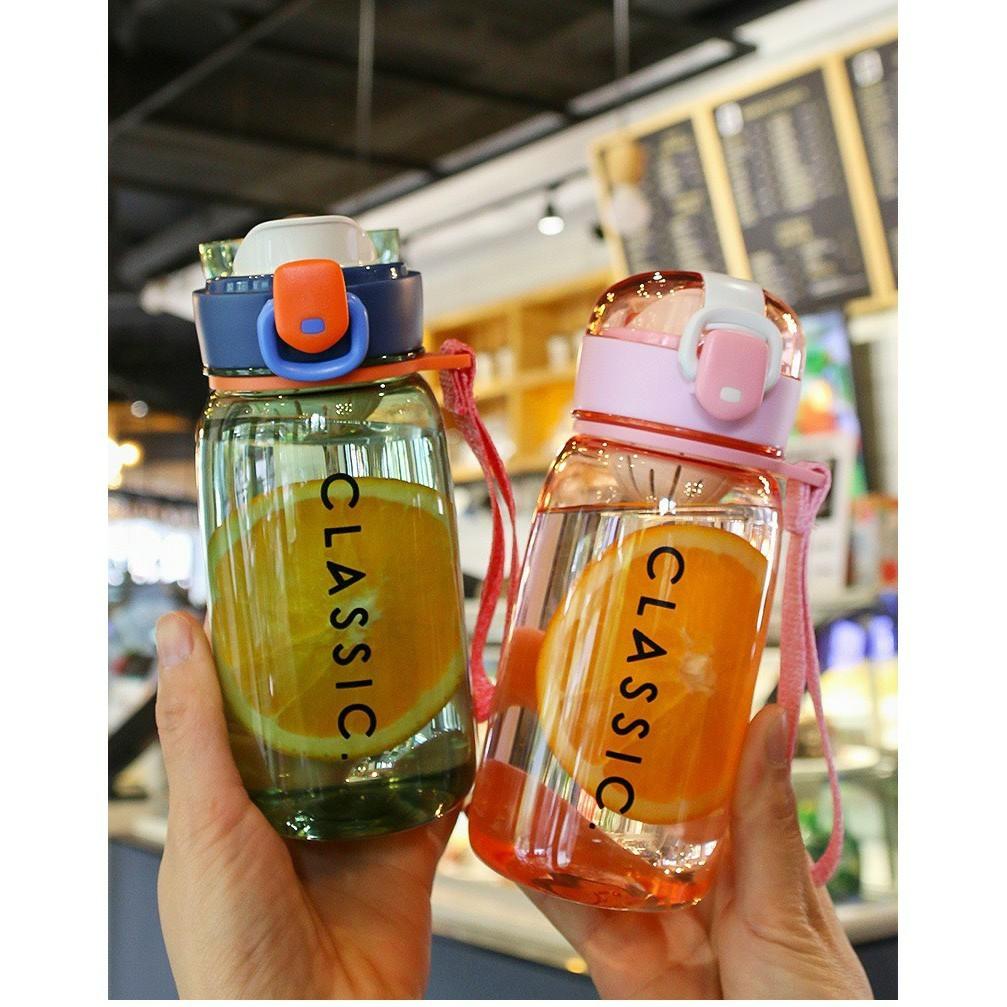 PVN30066 Bình nước nhựa classic có quai, tiện lợi mang đi chơi, tập gym, mang đi học, đi thể dục. bình nước 400ml T2