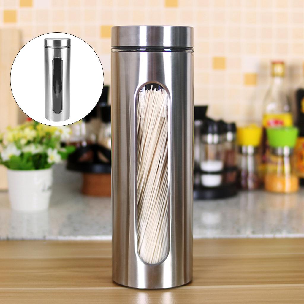 Stainless and Glass Canisters for Grain Beans Sugar Tea Storage Space Saving