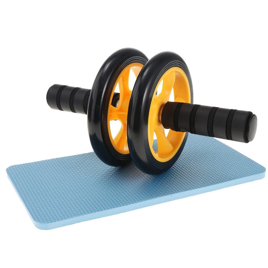 Heavy Duty Abdominal Wheel Roller with Knee Pad Trainer Equipment Dual Wheels Handle Anti Slip for Exercise Workout Gym Fitness