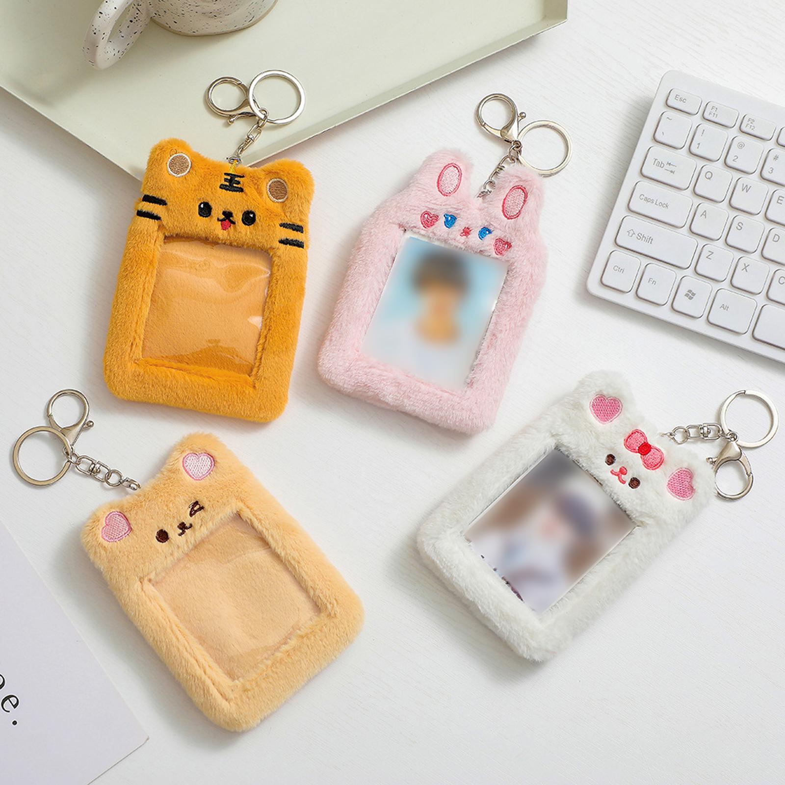 Card Holder Pass Case Photo Sleeve Plush Yellow Tiger