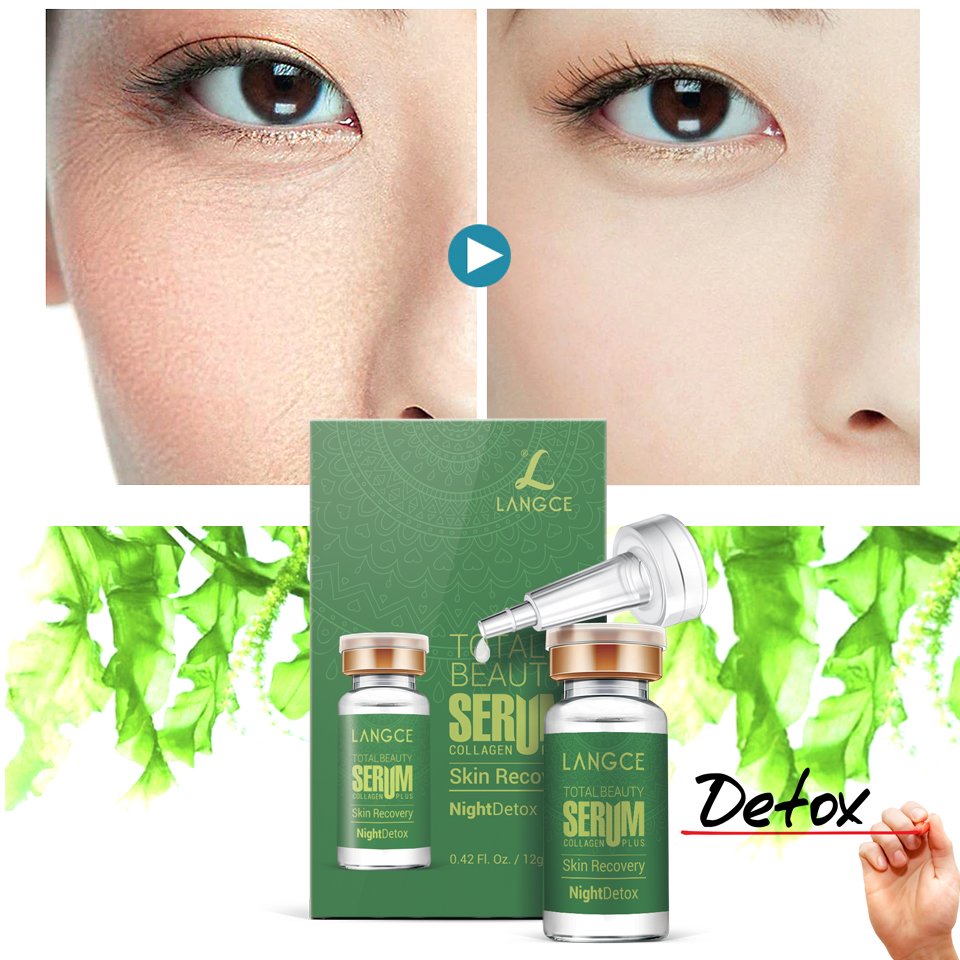 Serum Tảo Biển Xanh - Thanh Lọc Độc Tố Se Khít Lỗ Chân Lông 12ml TẶNG Kem Làm Rụng Lông Trắng Da 20ml LANGCE