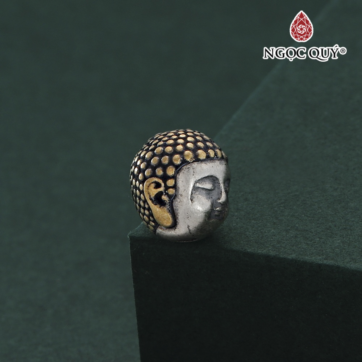 Hình ảnh Charm bạc đầu Phật xỏ ngang  - Ngọc Quý Gemstones