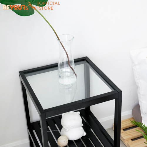 Kệ Gỗ Đa Năng Decor BEYOURs Tủ Đầu Giường Glass Shelf 2 Tầng Đựng Sách Đồ Trang Trí Nội Thất Phòng Khách Phòng Ngủ - Đen