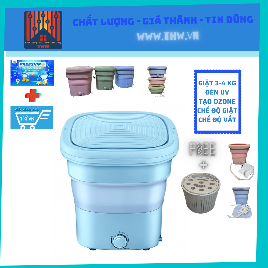 Máy giặt mini công suất hỗ trợ tới 4kg đồ giặt.Diệt khuẩn UV và Ozone