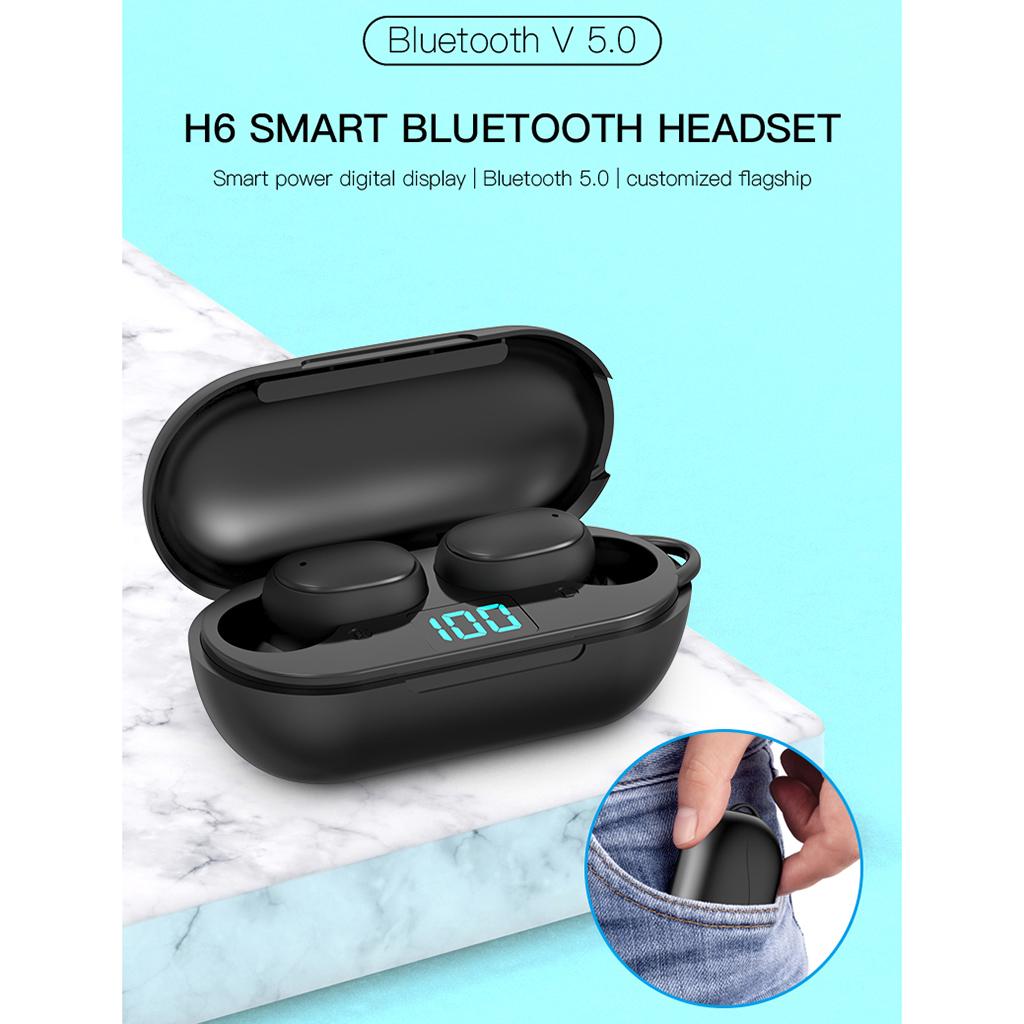 Tai nghe không dây mini H6 Bluetooth 5.0 âm thanh sống động HiFi kèm mic cho IOS Android