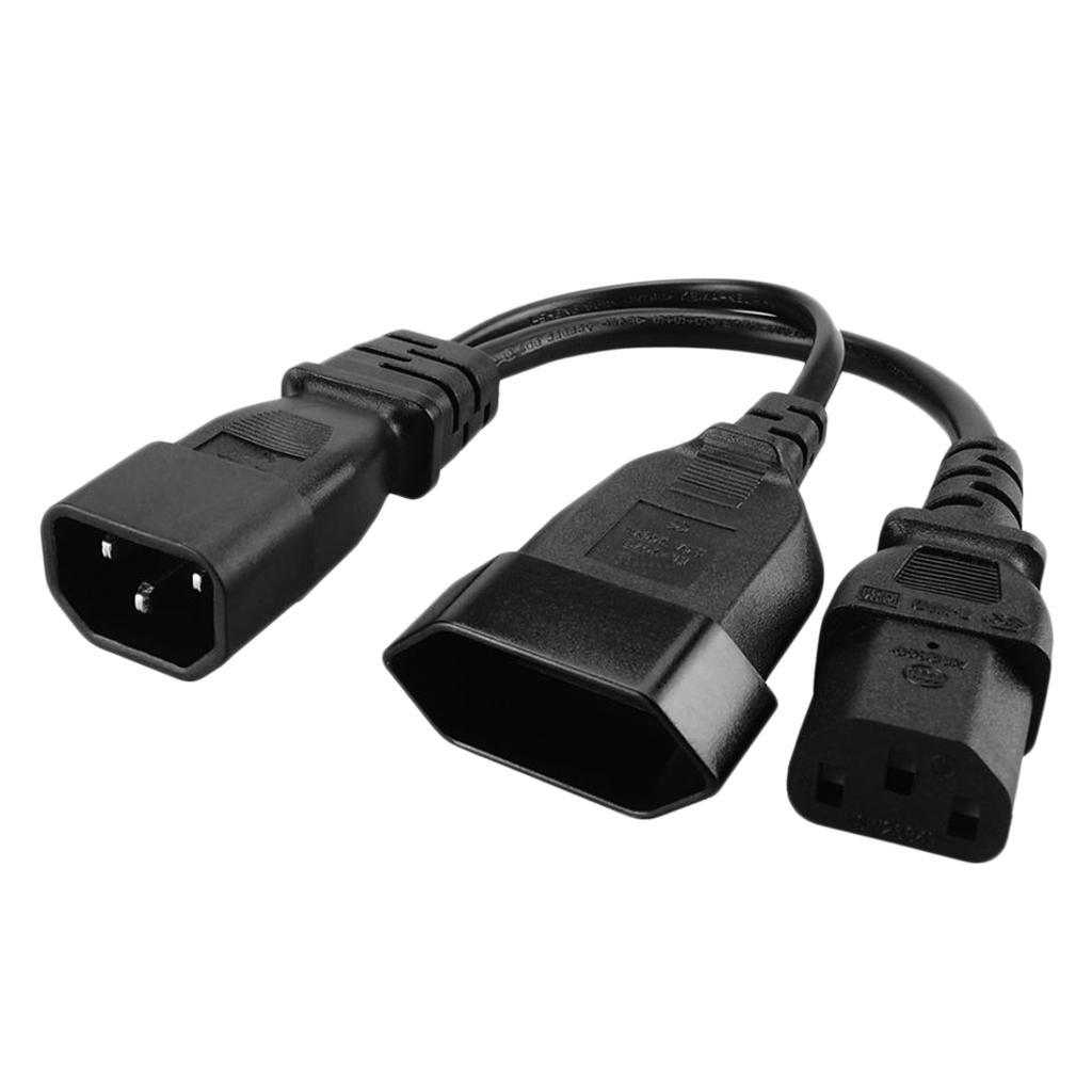 3xIEC 3Pole C14 Male to C13 & Euro 2 Pin Female 2 in 1 Y Split Power Cord 25CM