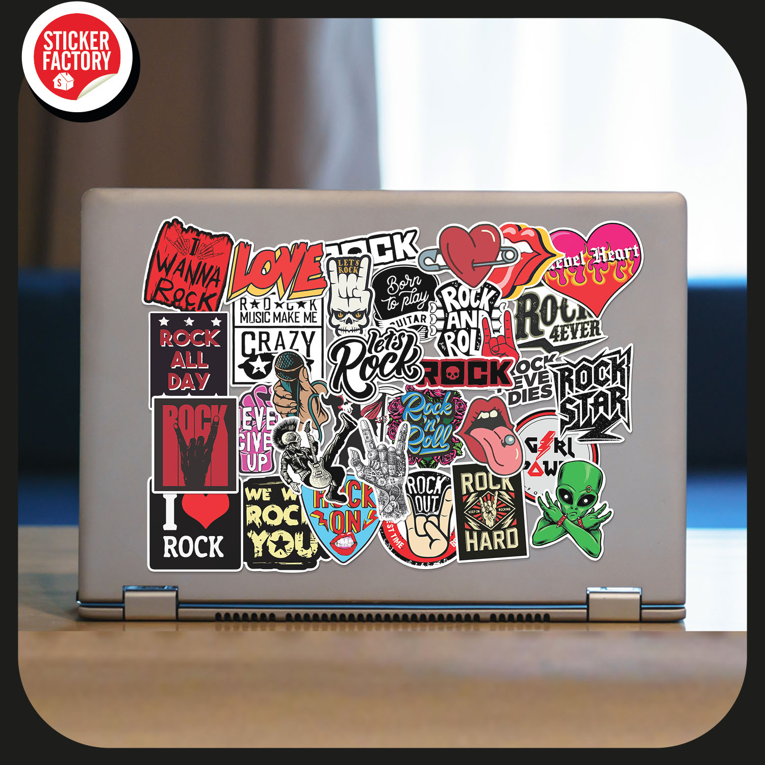 Hình ảnh Rock - Set 30 sticker decal hình dán nón bảo hiểm, laptop, xe máy, ô tô - STICKER FACTORY