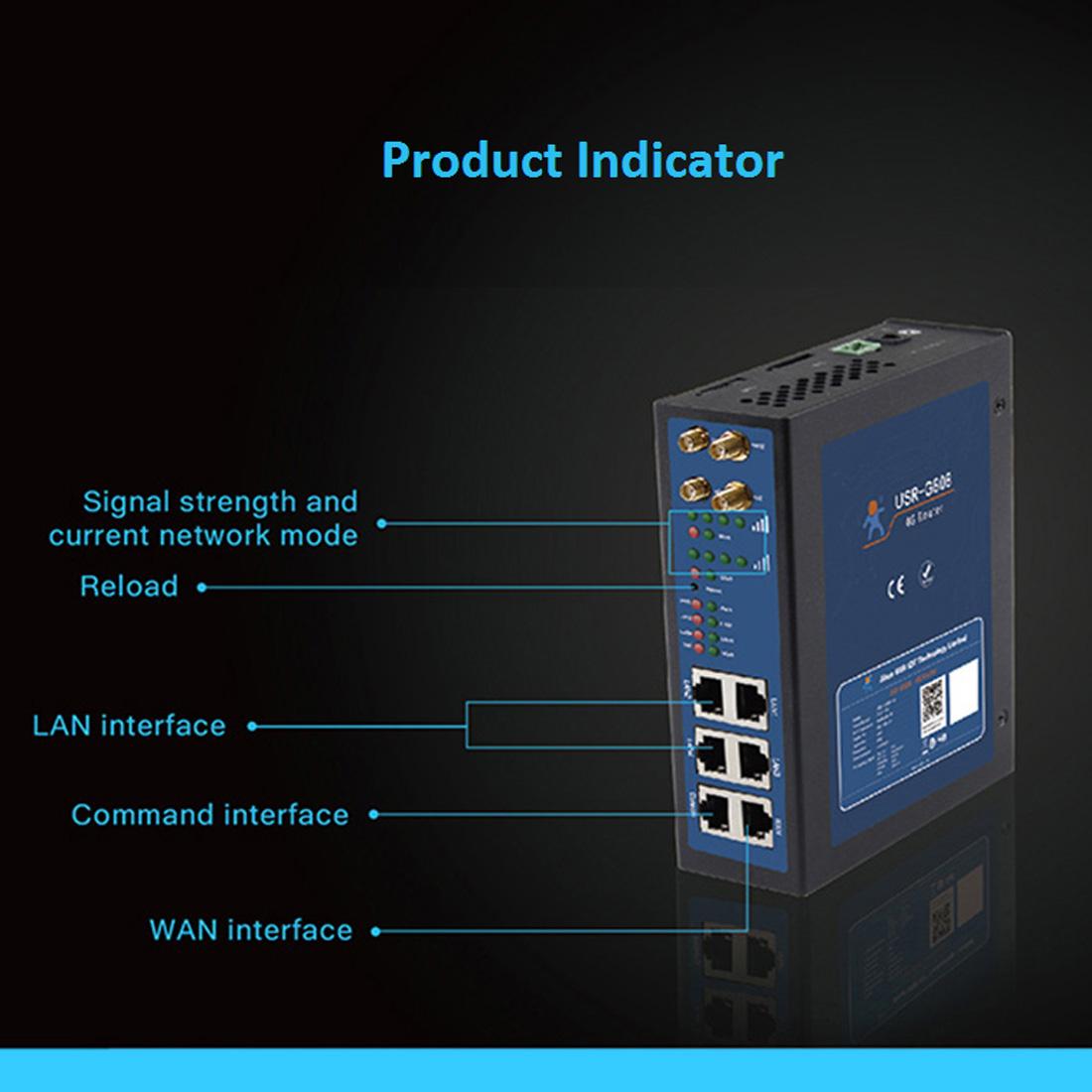 USR-G808 Card SIM kép WiFi Bộ định tuyến tế bào WiFi 4G LTE với định tuyến không dây bảo mật 10/100Mbps VPN/APN để kết nối mạng