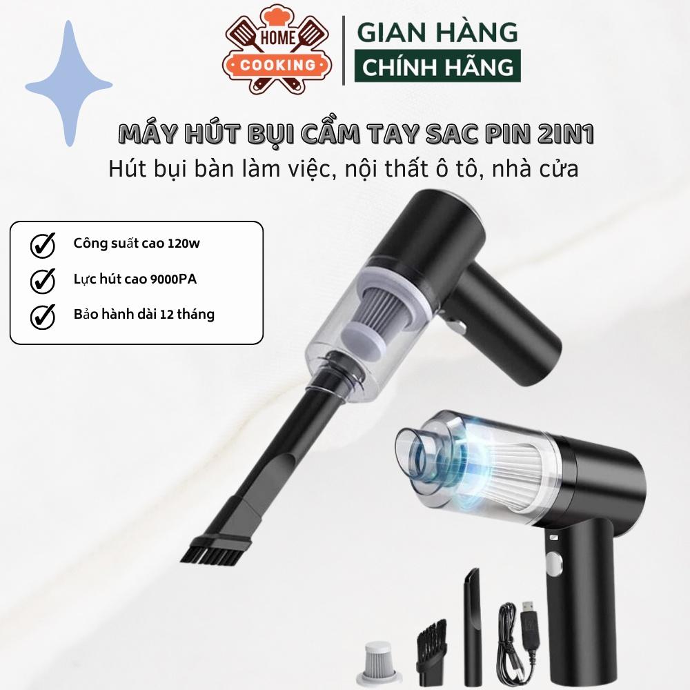 Máy hút bụi mini cầm tay không dây, sạc tích điện, lực hút cao 9000PA - 120w hút mọi loại bụi bẩn, bảo hành 12 tháng