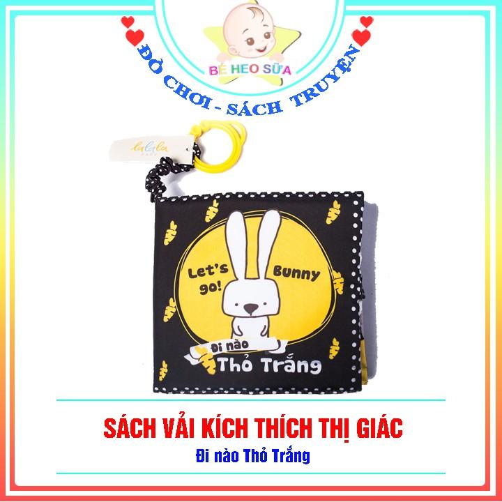 Sách vải chính hãng Lalala Babay - Sách vải kích thích thị giác &quot; Đi nào thỏ trắng - Let's go Bunny&quot;