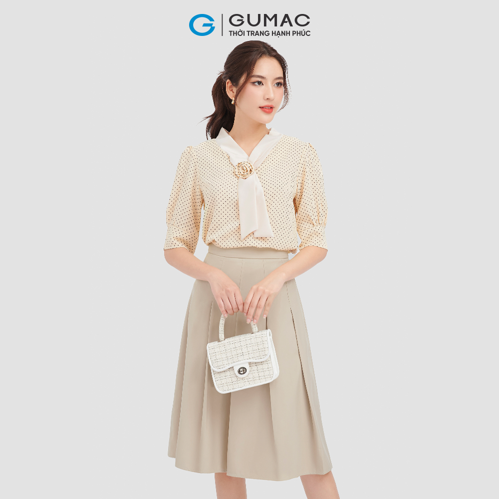 Áo kiểu GUMAC, áo chấm bi tay lỡ LA0806