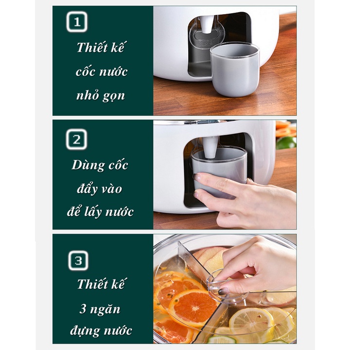 HỘP ĐỰNG NƯỚC TRÁI CÂY PHA TRẾ CÓ 3 NGĂN