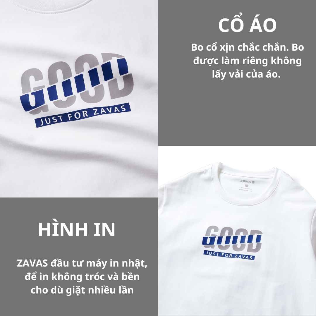 Áo thun nam cổ tròn GOOD chất vải cotton 4 chiều xuất xịn, mát mẻ, dày mịn sang trọng - ZAVAS