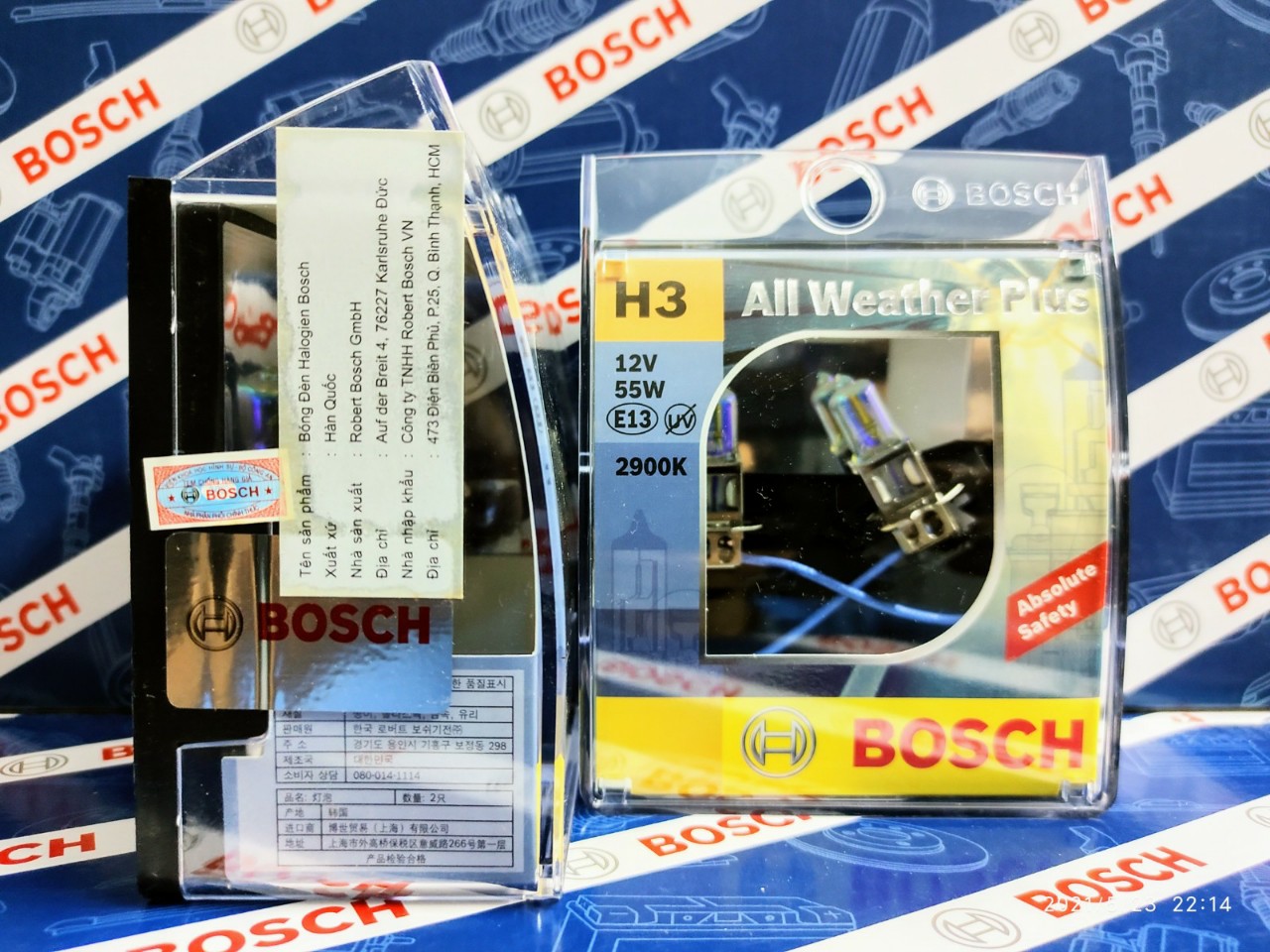 Bóng Đèn Tăng Sáng Bosch H3 12V 55W All Weather 2900K (Hộp 2 bóng)