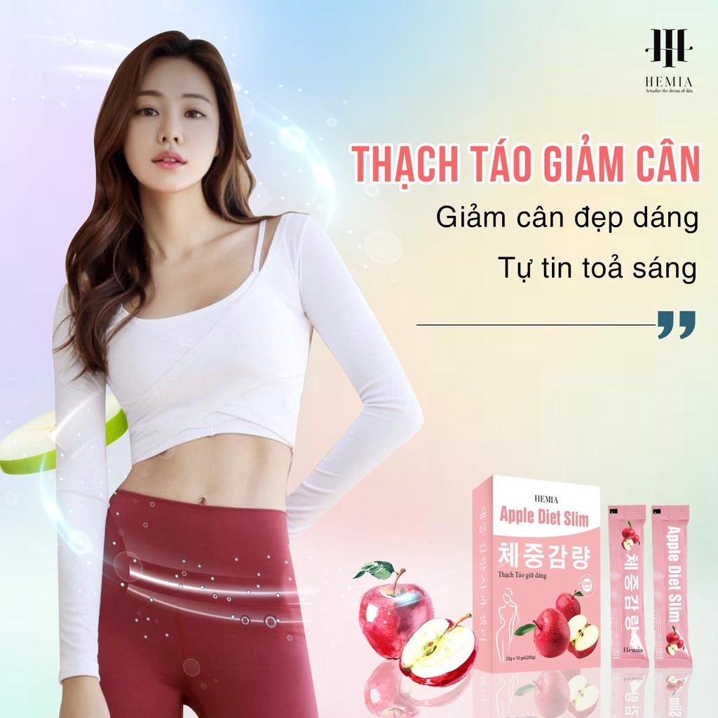 Thạch táo giảm cân Hemia, an toàn tại nhà, 1 hộp 10 cái, công nghệ chính hãng Hàn Quốc