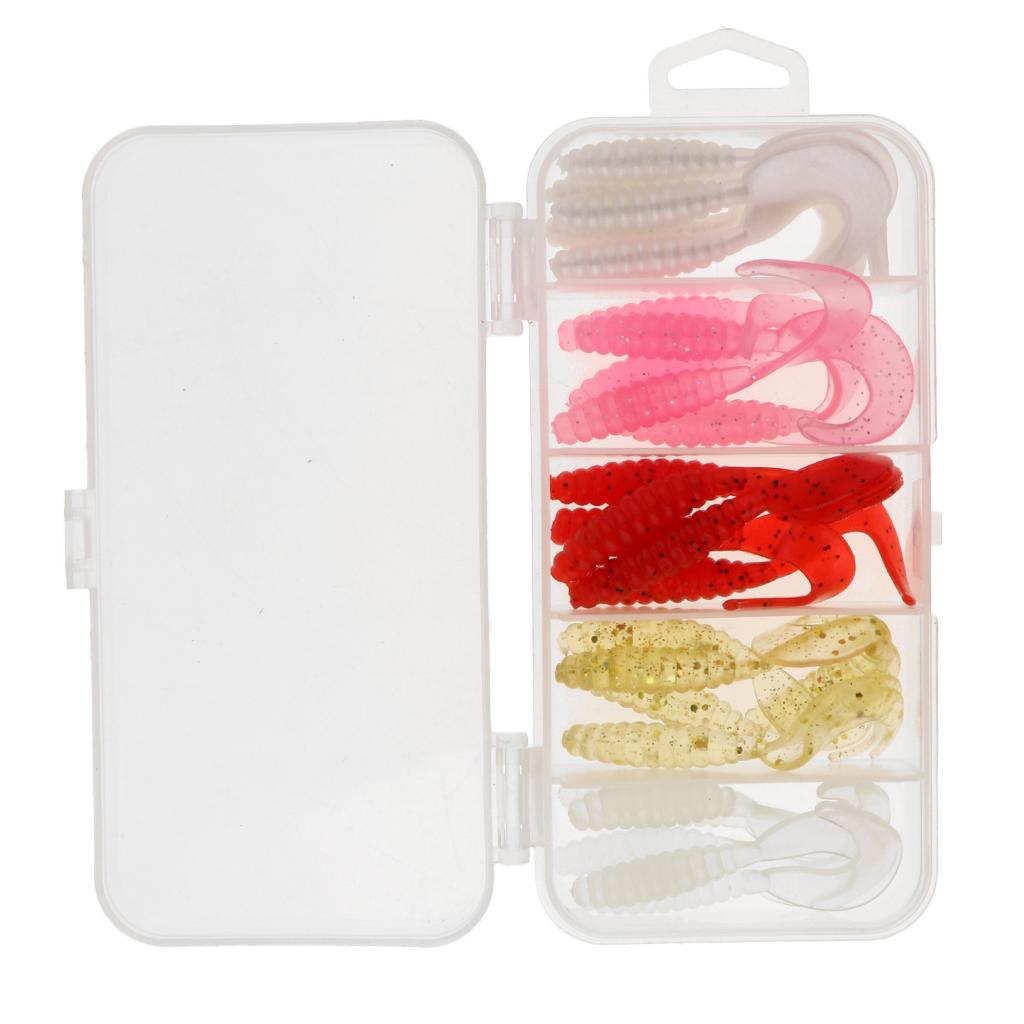 25pcs  Soft Worm Fishing Lures Set Artificial Bait Shad Swimbait