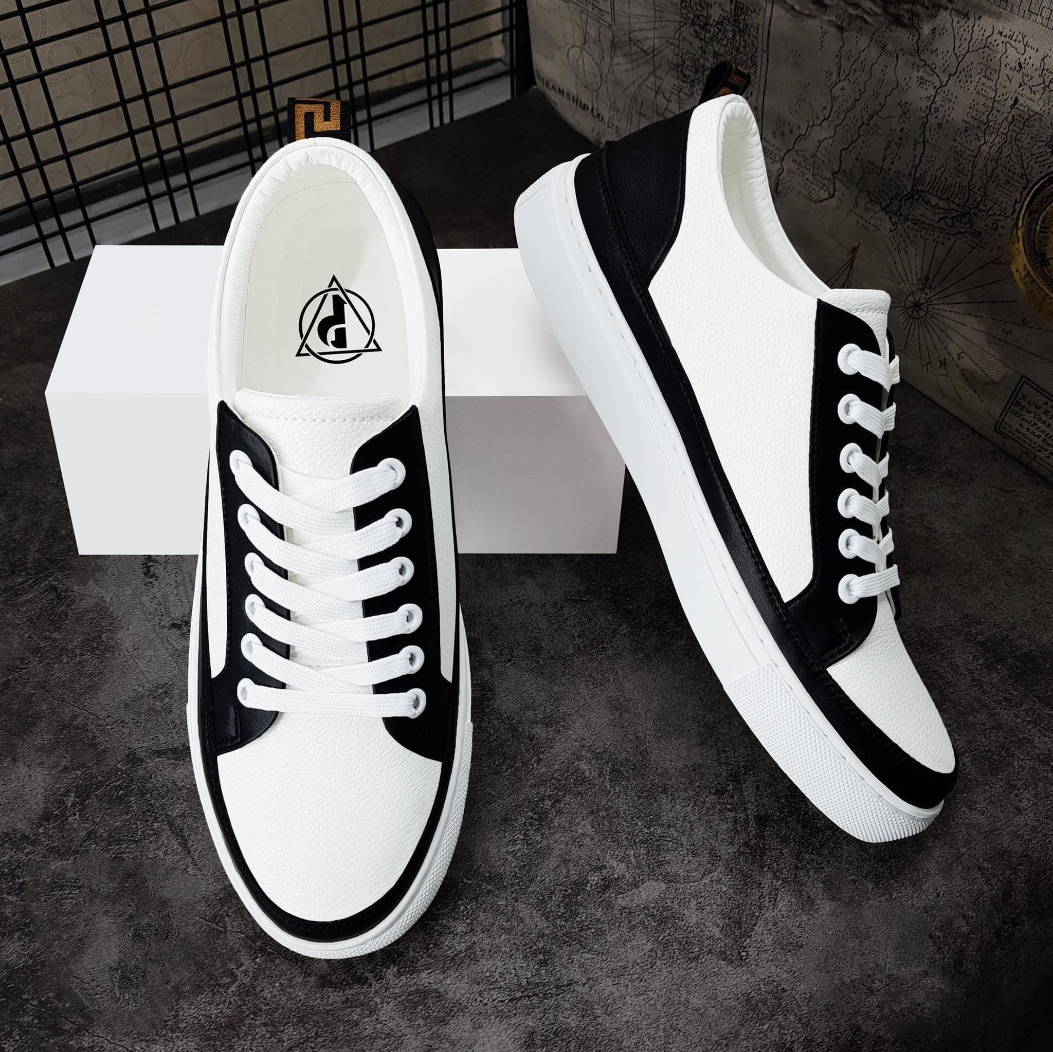 Giày sneaker hàn quốc, thể thao nam trắng, giày nam đen trắng trẻ trung BELIFA STORE mã TVD