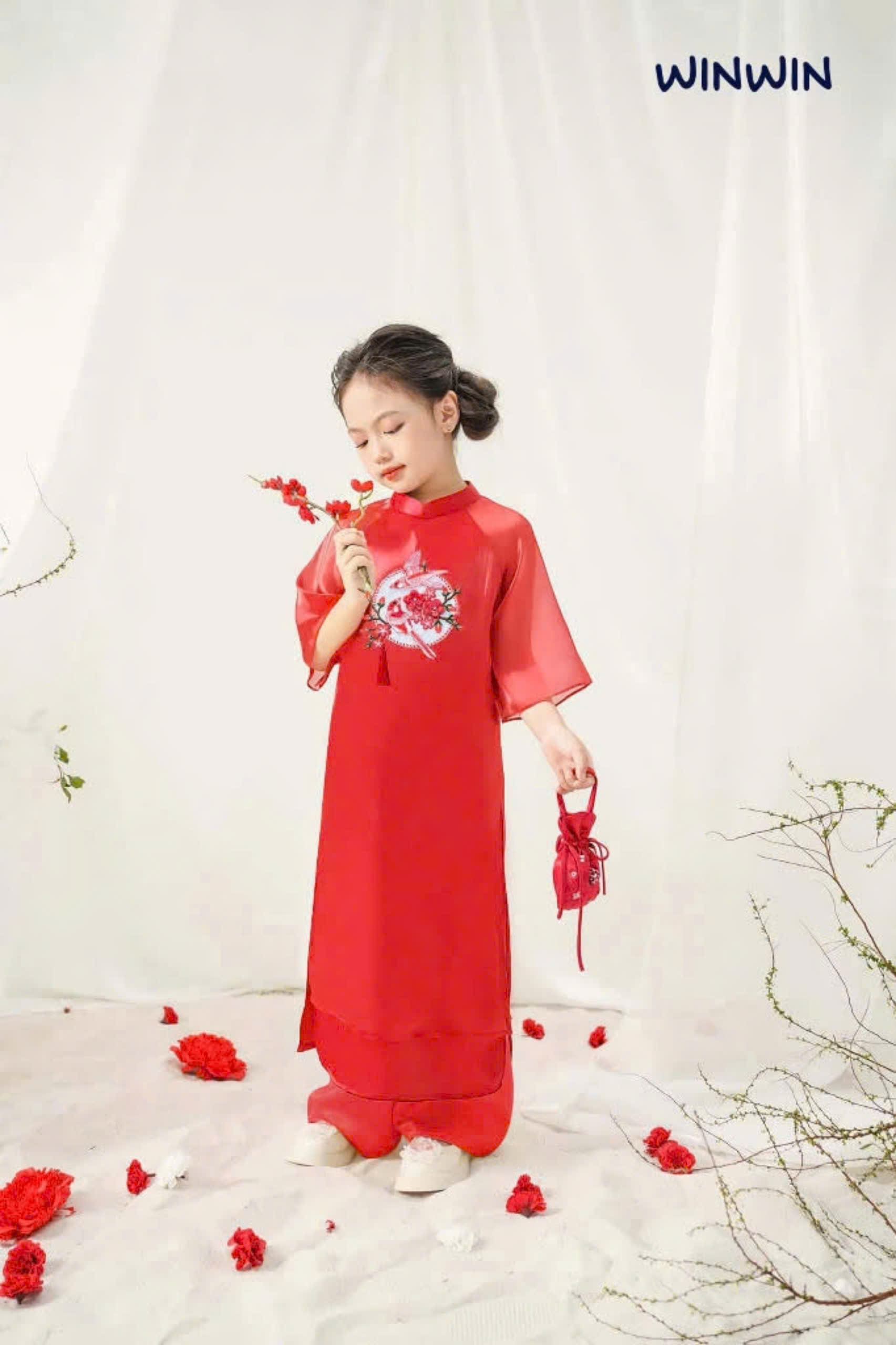 Bộ áo dài tết cho bé gái mẫu hoa mùa xuân xinh xắn diện lễ tết noel giáng sinh năm mới  từ 10-40kg hàng thiết kế cao cấp