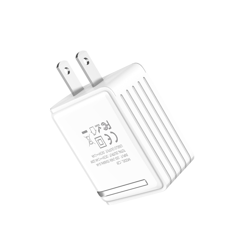 CÓC SẠC NHANH 2 CỔNG USB 2.4A HOCO C39 - MÀN HÌNH LED - MÀU ĐEN/ TRẮNG - HÀNG CHÍNH HÃNG