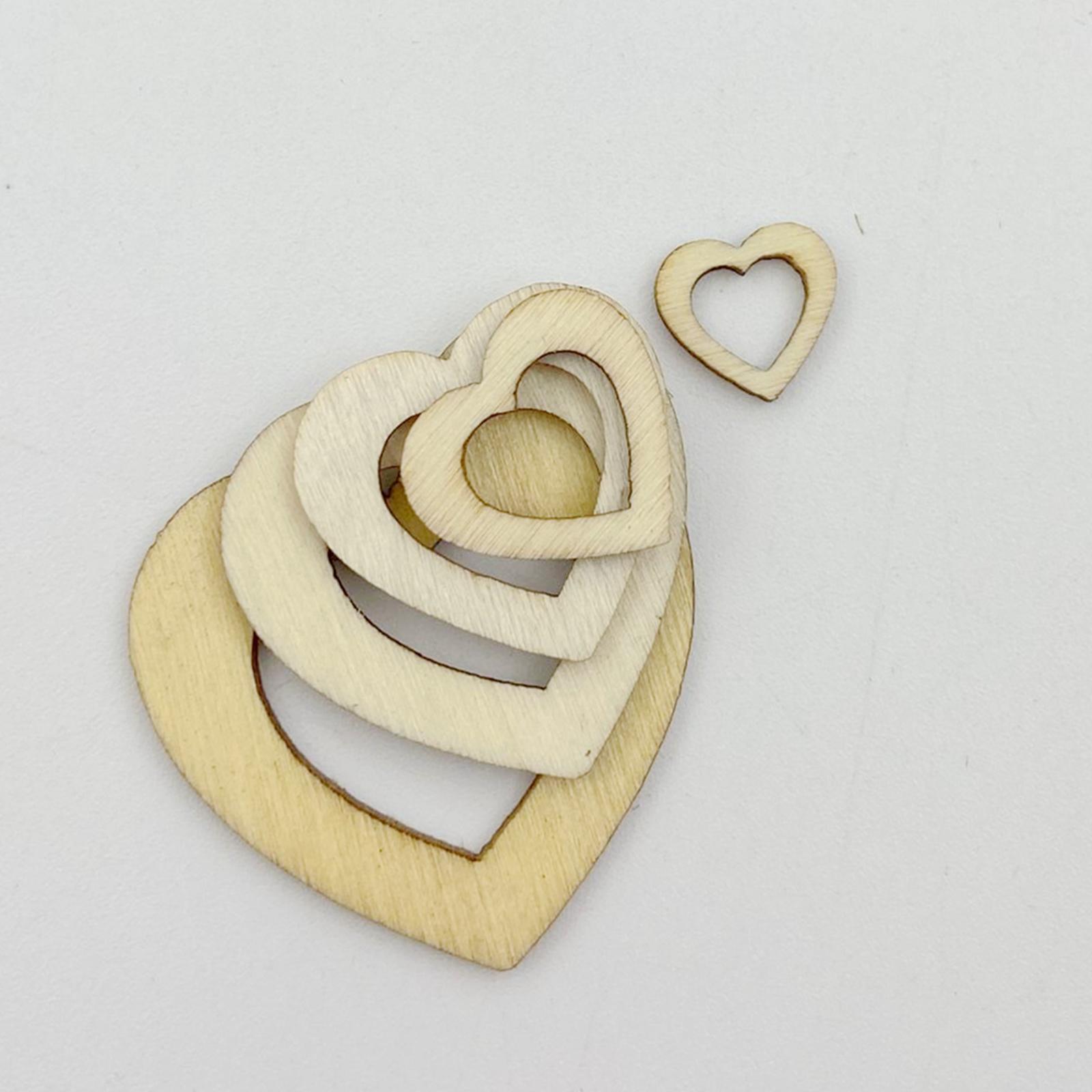 200x Wooden Love Hearts Crafts, Wood Slices for Wedding Hanging Tags Card Making