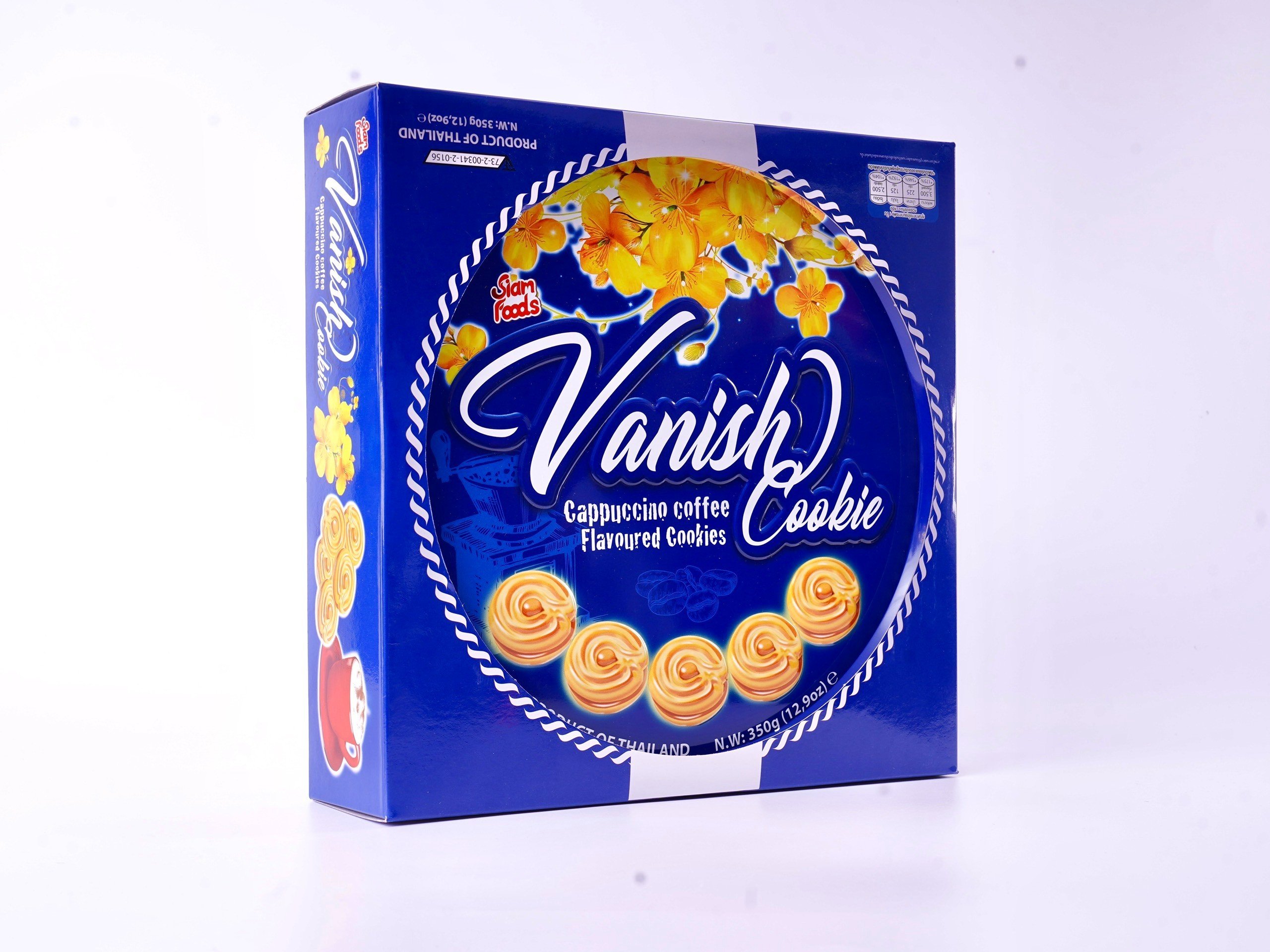 Bánh quy Vanish  hộp sắt  tròn cà phê 350g Màu XANH