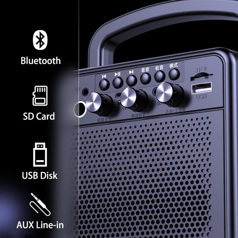 Loa bluetooth di động karaoke fm bass bass boombox loa USB không thấm nước hỗ trợ loa siêu loa âm nhạc phụ trợ loa loa Color: Red