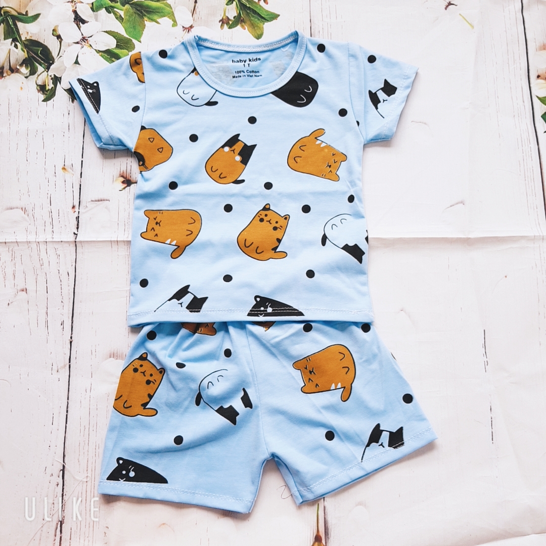 Bộ quần áo cotton hình cho bé dễ thương