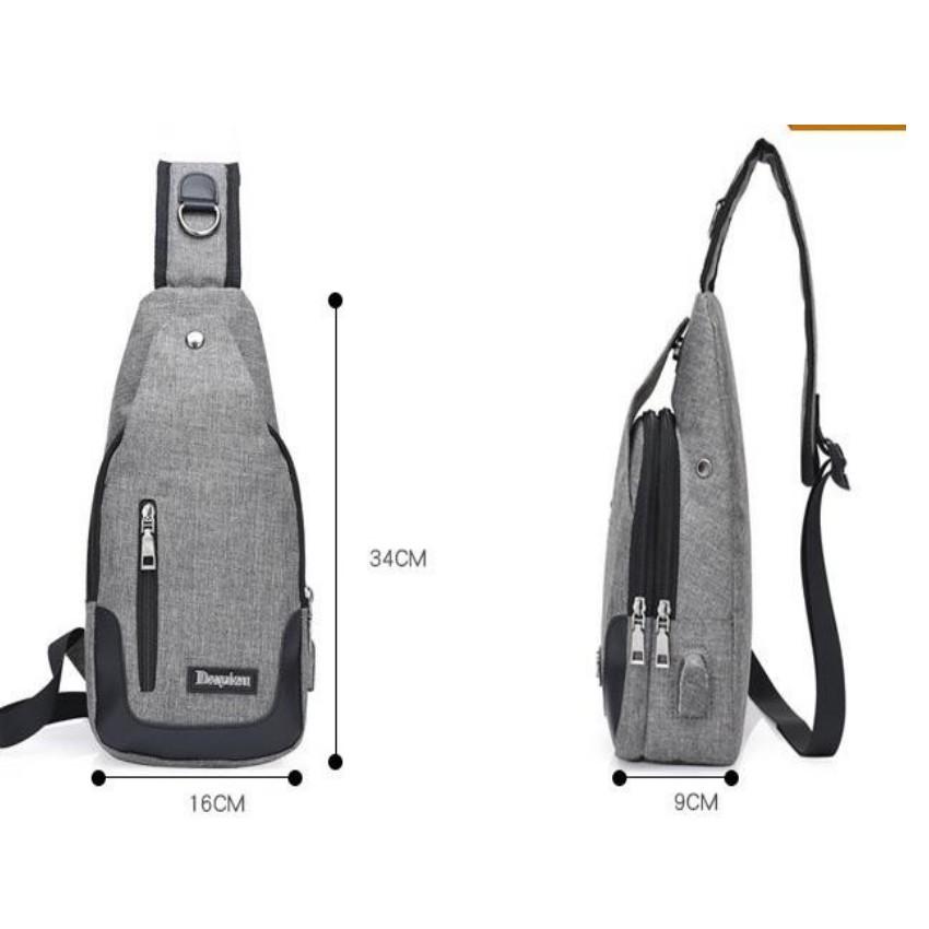 Túi đeo chéo nam cao cấp tích hợp cổng sạc USB Z 208211