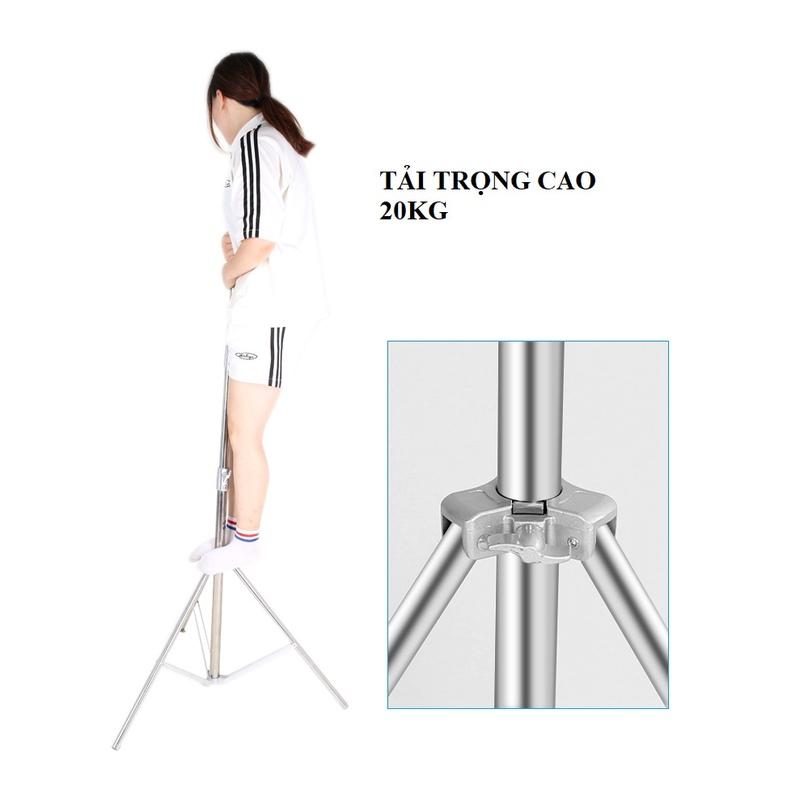 Chân Đèn Inox 2.8M Tải Trọng Cao, Chân Chuyên Dùng Trong Studio, Chân Đầu Ren 1/4&amp;3/8