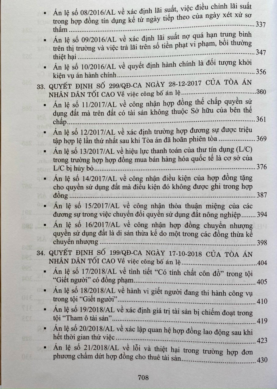 Hệ thống Án lệ và các giải đáp vướng mắc trong nghiệp vụ xét xử của Tòa án nhân dân tối cao từ năm 2016 đến nay