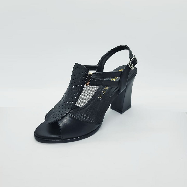 Giày sandal nữ cao gót đế cao 7 phân hàng hiệu rosata màu đen ro151