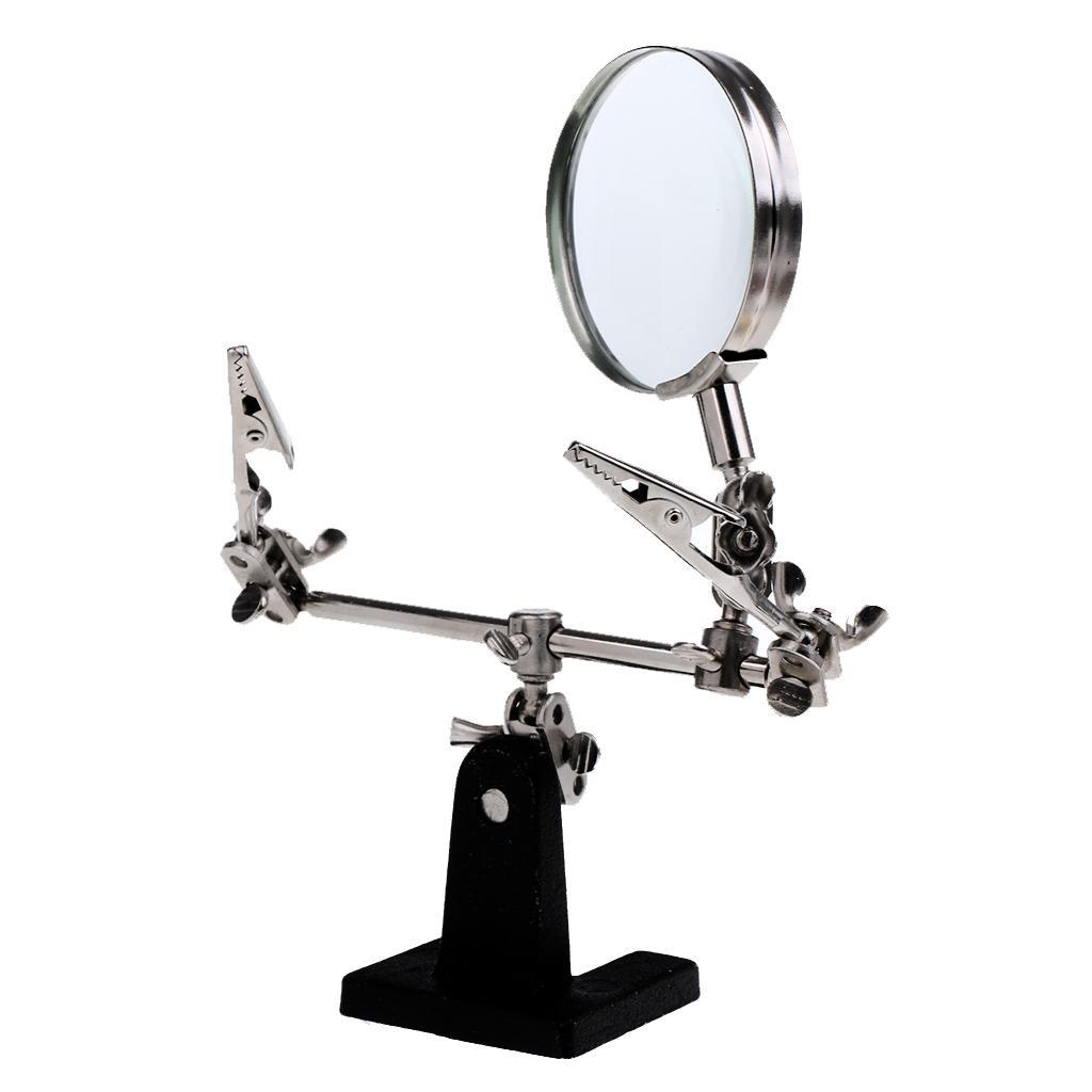 2.5X Magnifying Glass Helping Hand Magnifier Alligator Clamp Soldering Stand