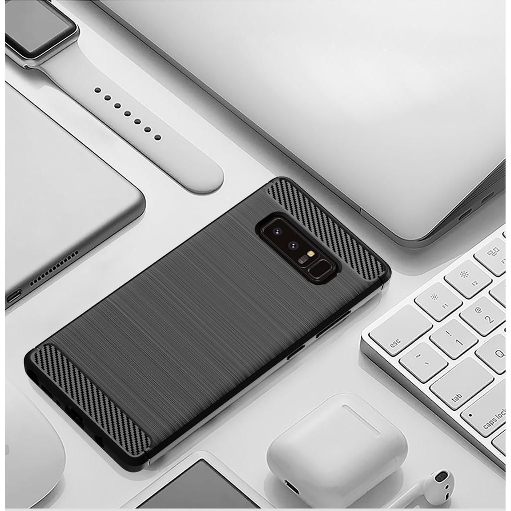 Ốp lưng cho Samsung Note 8 9 10 Plus, Ốp silicon mềm bằng sợi Carbon phay xước chống sốc chống vân tay cho Note 8 9 10 Plus