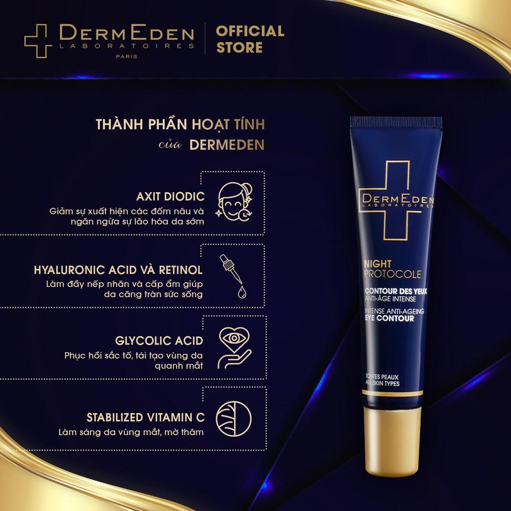 Kem mắt làm mờ quầng thâm nếp nhăn bọng mắt tàn nhang DERMEDEN Eye Contour Retinol 1% + Niacinamide 5% 15ml