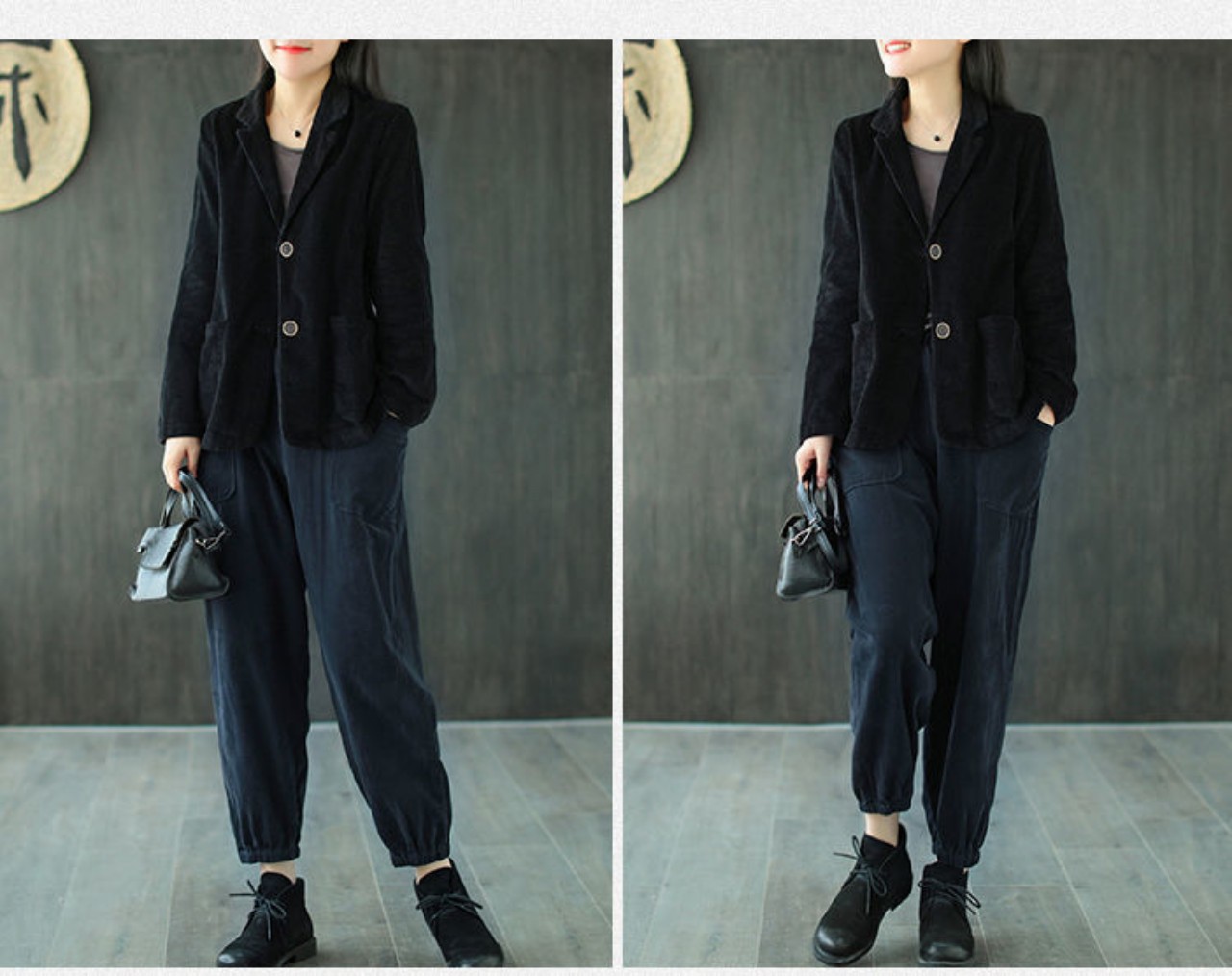 Áo khoác Blazer Nhung Tăm 2 lớp phong cách Hàn Quốc Haint Boutique Bz05