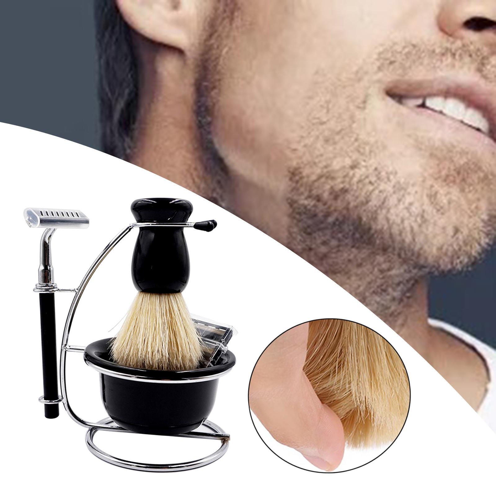 Travel Shaving Kit for Men Manual Stand Brush Bowl Set Elegant Durable