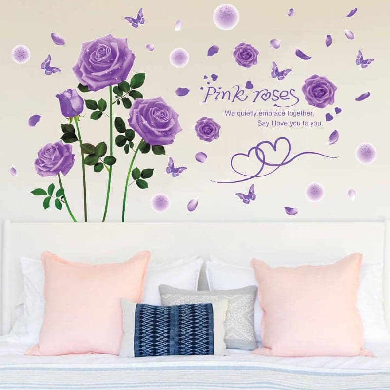 Decal dán tường- cành hồng tím