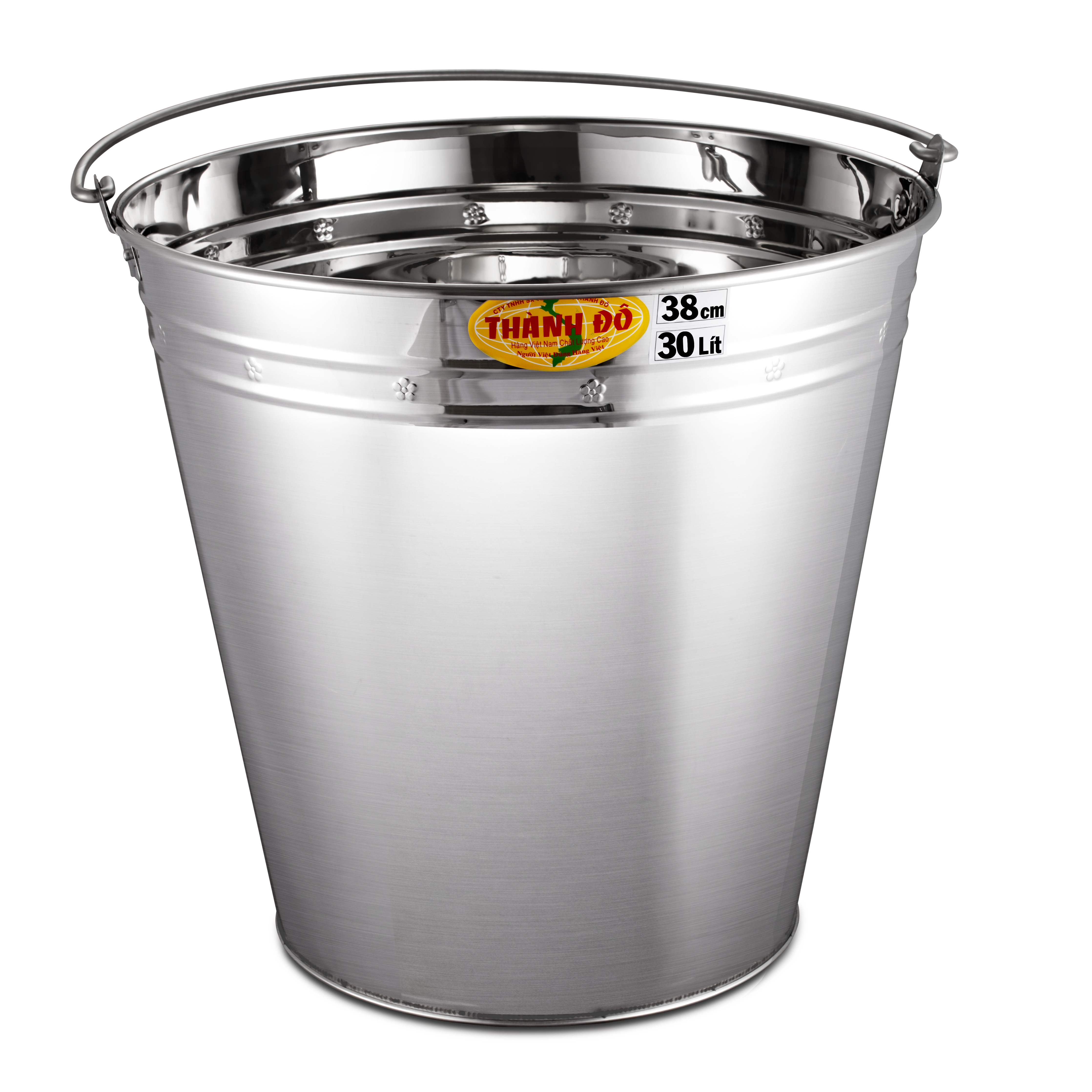 Xô Đá Inox Thành Đô size 38cm -30lit Xô Inox Lớn chuyên dụng cho nhà hàng, quán ăn