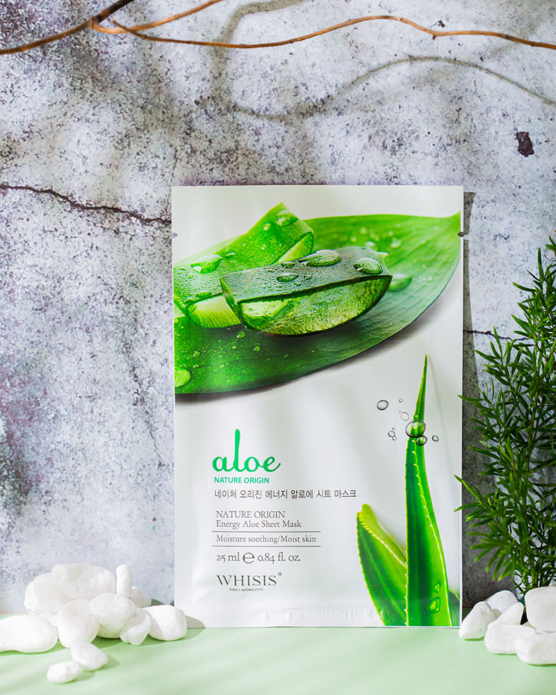 Mặt nạ lô hội Whisis Nature Origin Energy Aloe Sheet Mask cân bằng độ ẩm tối ưu cho da