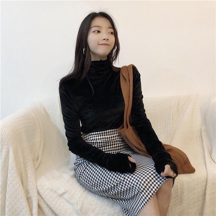 Áo nhung nữ cổ cao chất nhung mịn đủ size satsun