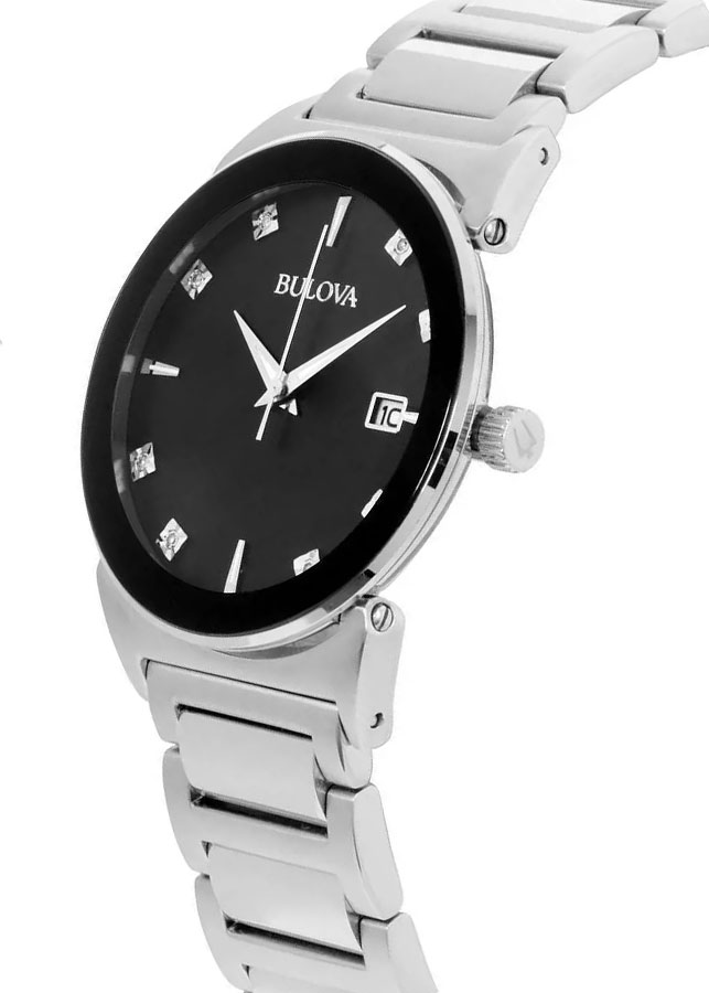 Đồng Hồ Nam Bulova Dây Thép Không Gỉ 96D121 - Mặt Đen