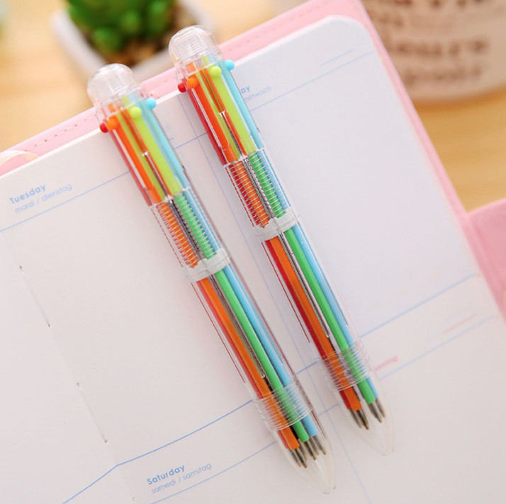 Bút Bi Viết Học Sinh SM06 - Bút Bi Ghi Chú 6 Màu Mực Trong Suốt Độc Đáo